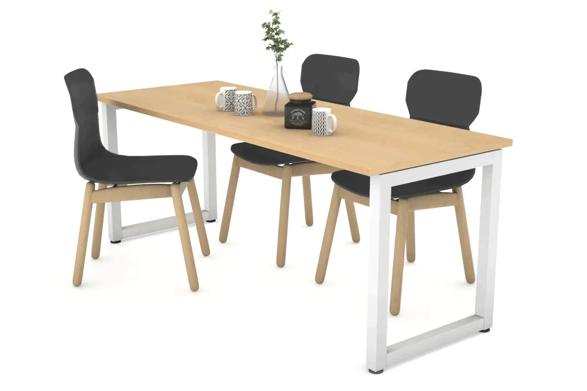 Quadro Loop Legs Table [1600L x 700W]-white leg maple 