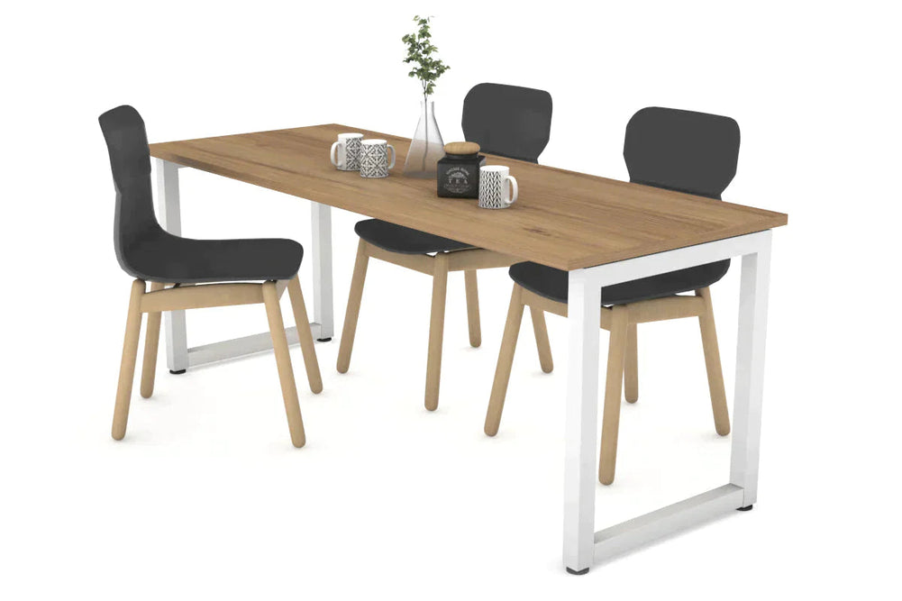 Quadro Loop Legs Table [1600L x 700W]-white leg salvage oak 