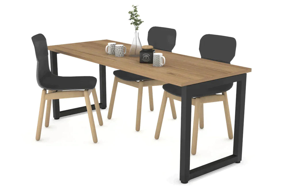 Quadro Loop Legs Table [1600L x 700W]-black leg salvage oak 