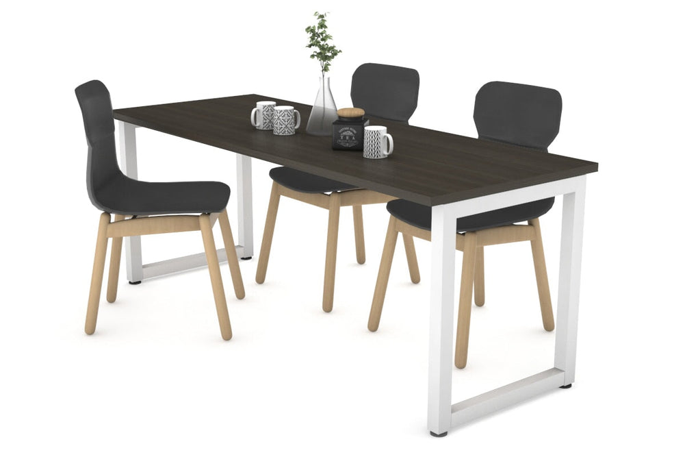Quadro Loop Legs Table [1600L x 800W]-white leg dark oak 