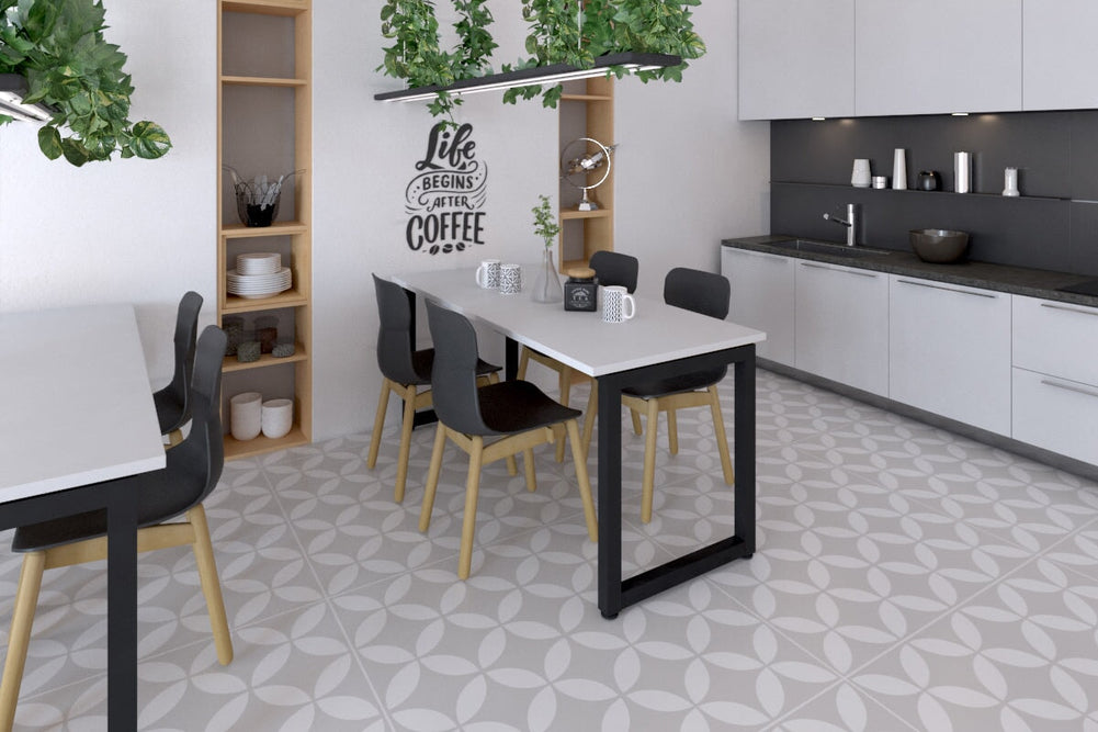 Quadro Loop Legs Table [1600L x 800W]-white leg dark oak 