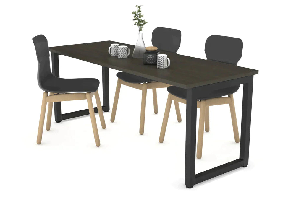 Quadro Loop Legs Table [1800L x 700W]-black leg dark oak 