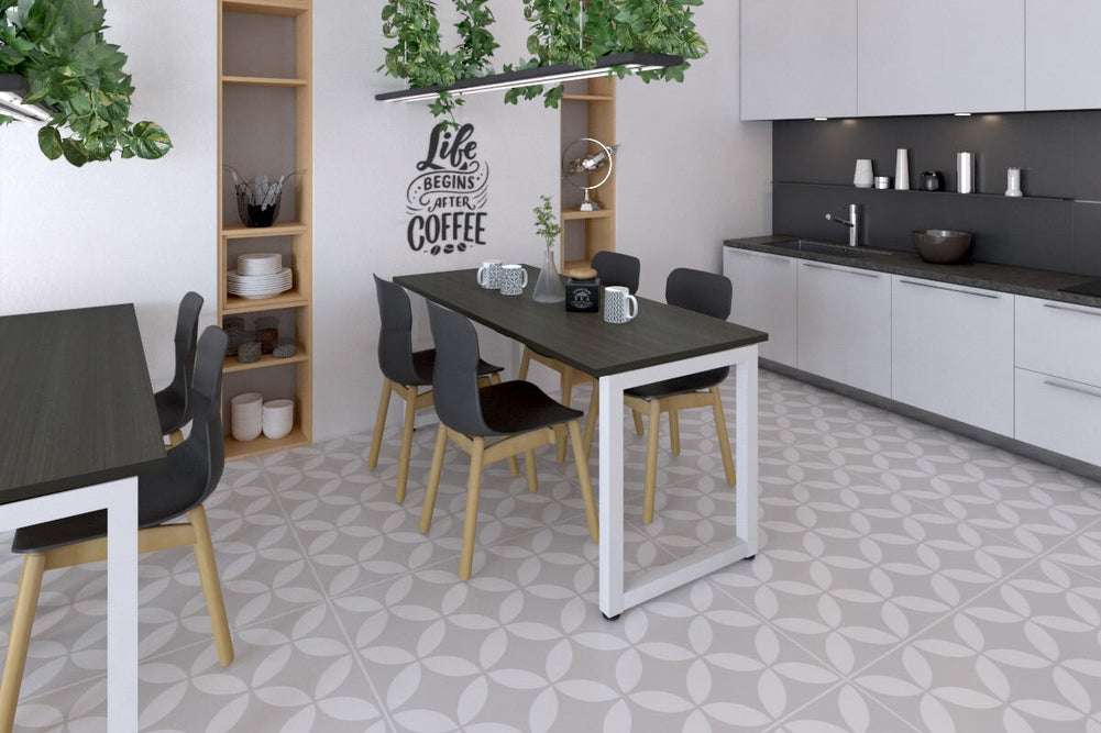 Quadro Loop Legs Table [1800L x 800W]-white leg dark oak 