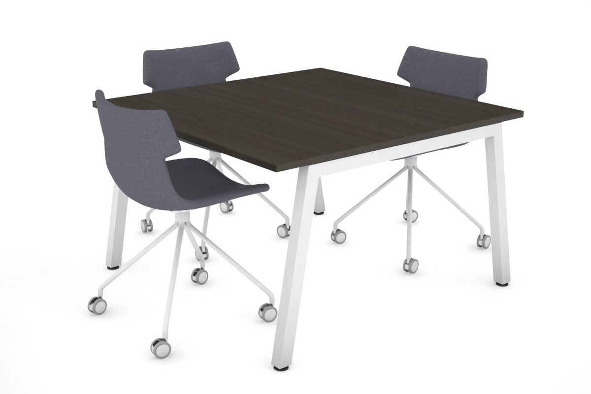 Quadro Modern Boardroom Table [1200L x 1200W] Jasonl white leg dark oak 