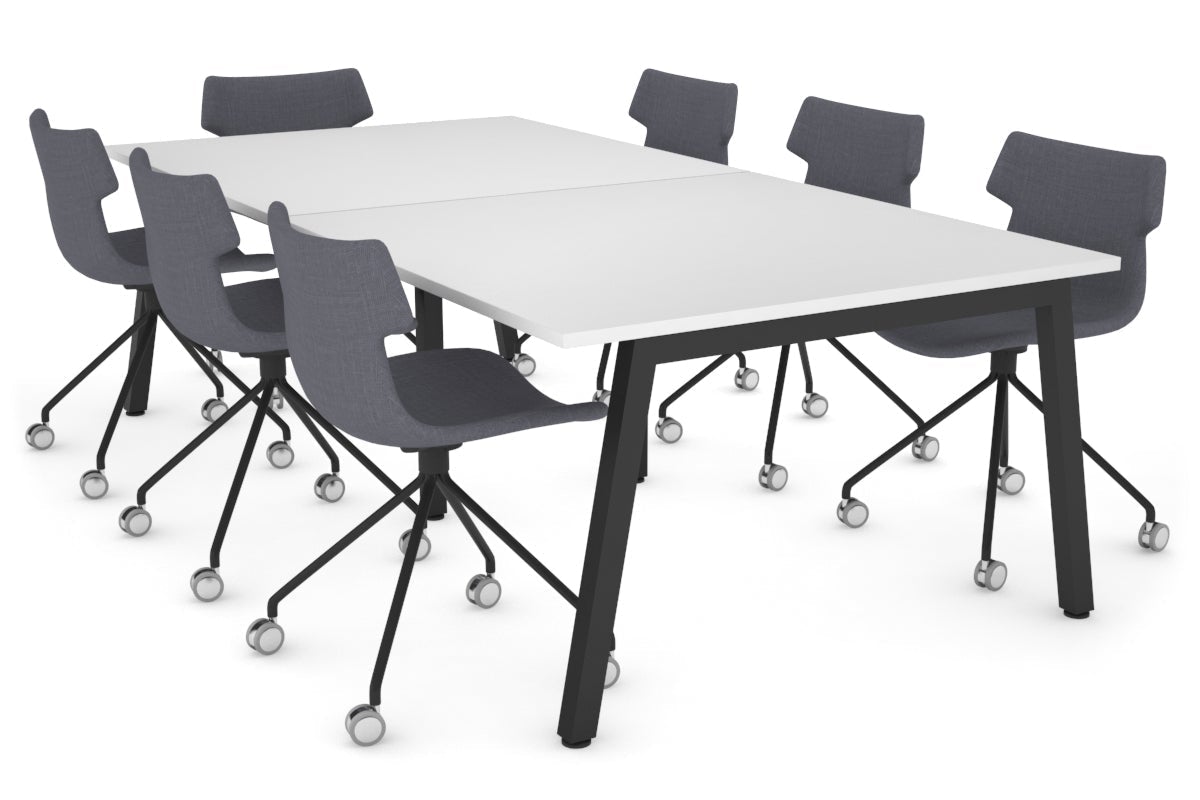 Quadro Modern Boardroom Table [2400L x 1200W] Jasonl black leg white 
