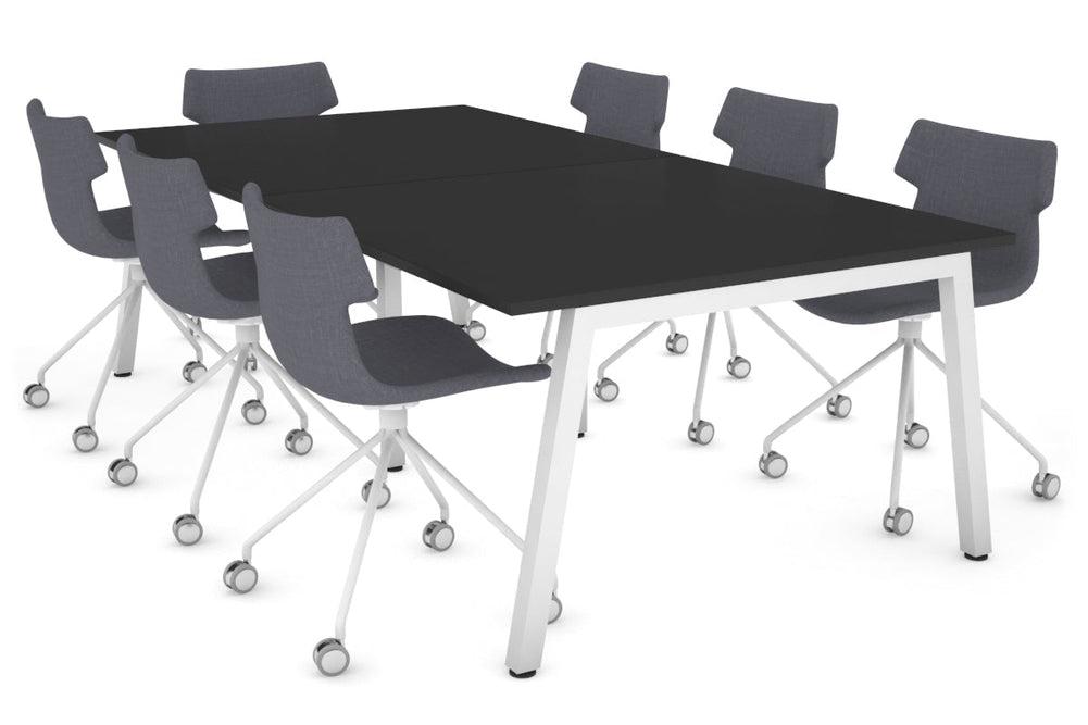 Quadro A Legs Modern Boardroom Table [2400L x 1200W]-white leg black 