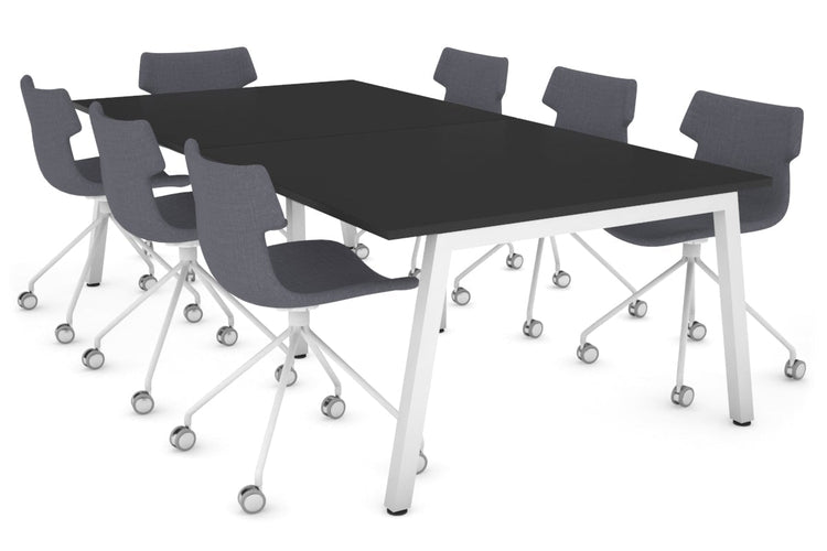 Quadro Modern Boardroom Table [2400L x 1200W] Jasonl white leg black 