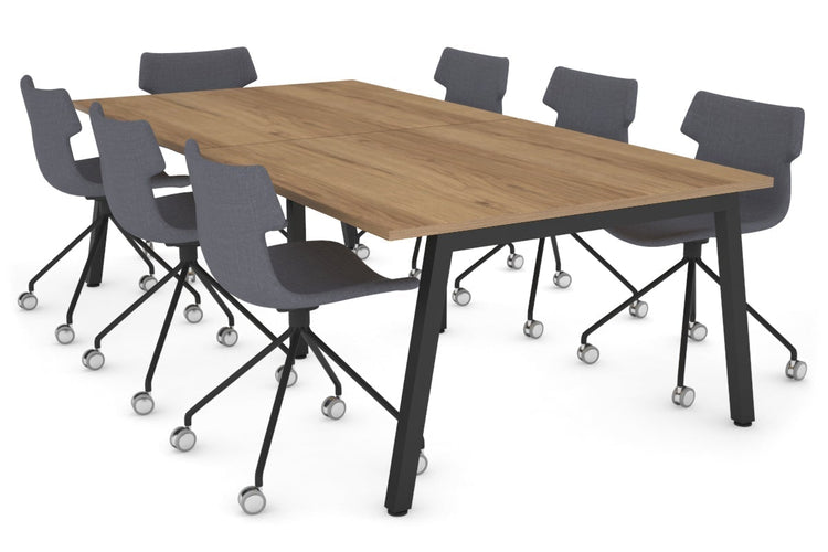 Quadro Modern Boardroom Table [2400L x 1200W] Jasonl black leg salvage oak 