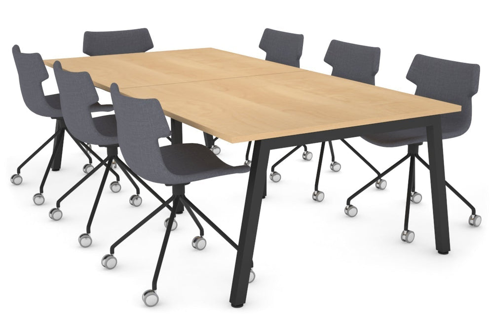 Quadro A Legs Modern Boardroom Table [2400L x 1200W]-black leg maple 