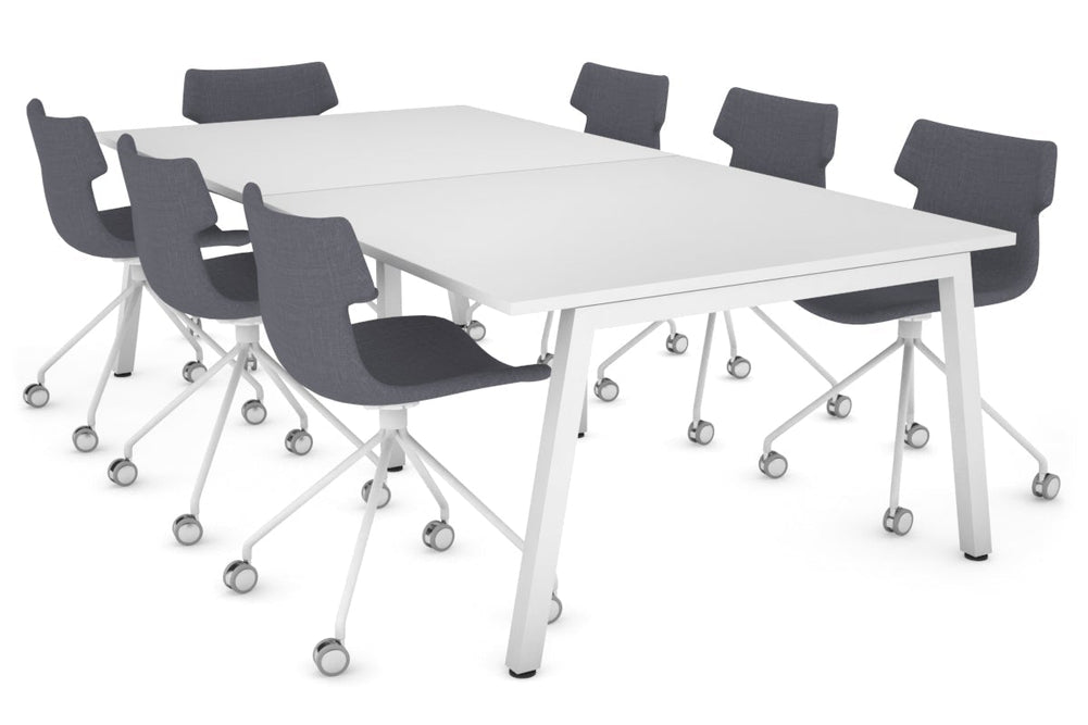 Quadro A Legs Modern Boardroom Table [2400L x 1200W]-white leg white 
