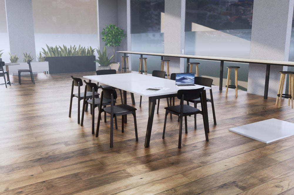 Quadro A Legs Modern Boardroom Table [2400L x 1200W]-black leg dark oak 