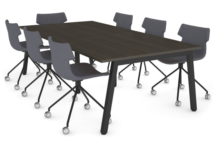 Quadro Modern Boardroom Table [2400L x 1200W] Jasonl black leg dark oak 
