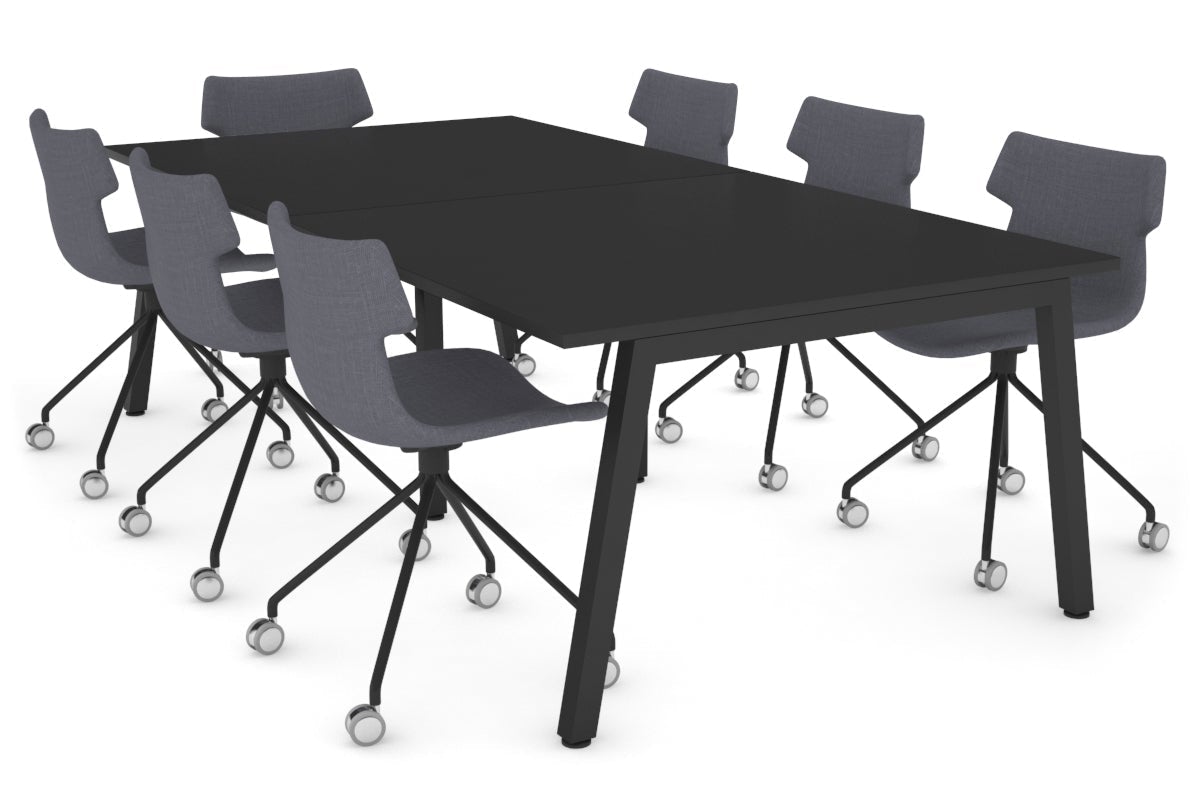 Quadro Modern Boardroom Table [2400L x 1200W] Jasonl black leg black 