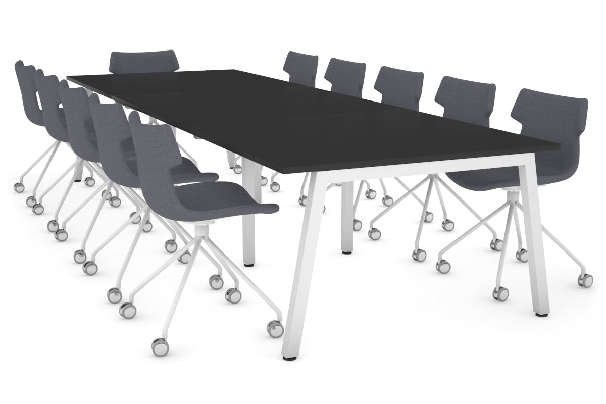 Quadro Modern Boardroom Table [3600L x 1200W] Jasonl white leg black 