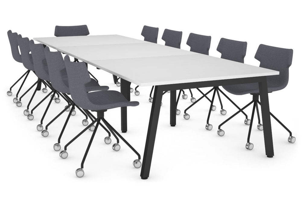 Quadro A Legs Modern Boardroom Table [3600L x 1200W]-black leg white 