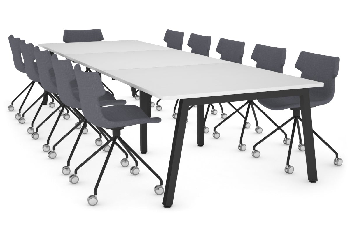Quadro Modern Boardroom Table [3600L x 1200W] Jasonl black leg white 