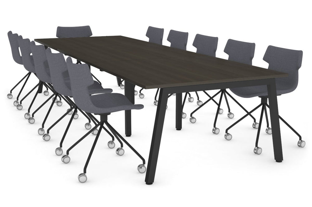 Quadro A Legs Modern Boardroom Table [3600L x 1200W]-black leg dark oak 