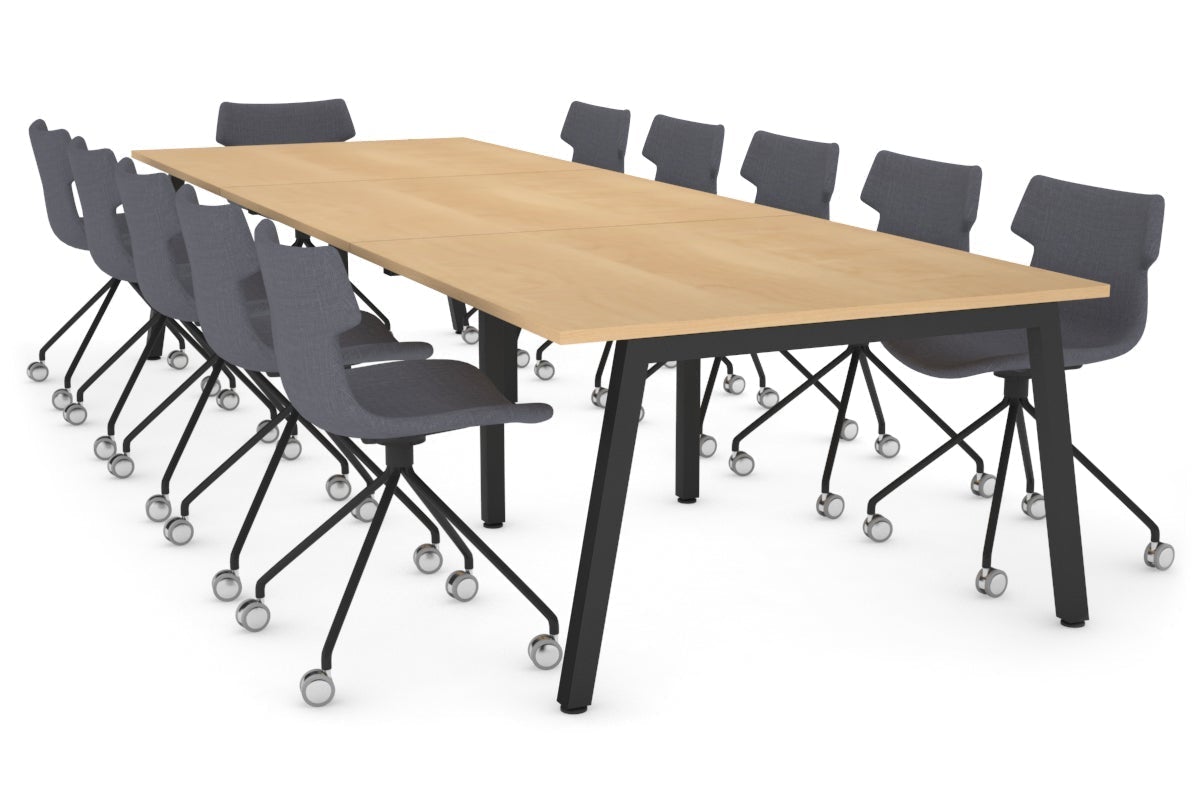 Quadro Modern Boardroom Table [3600L x 1200W] Jasonl black leg maple 