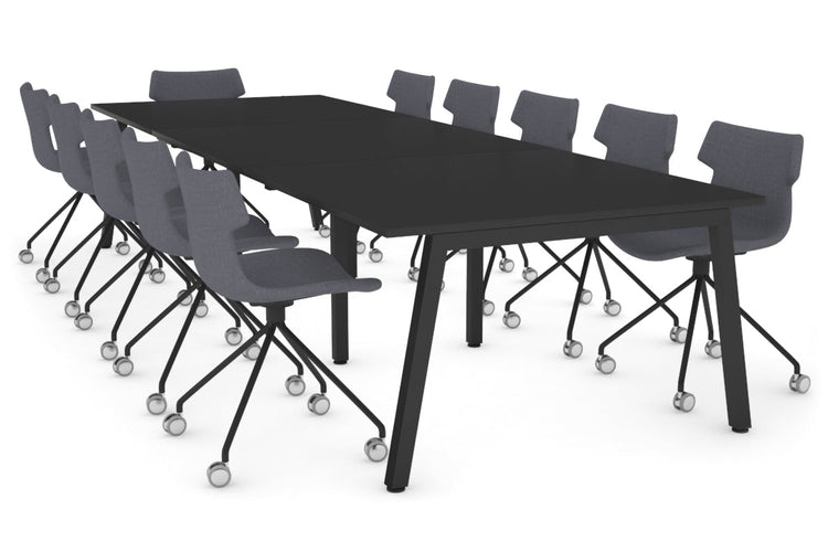 Quadro Modern Boardroom Table [3600L x 1200W] Jasonl black leg black 