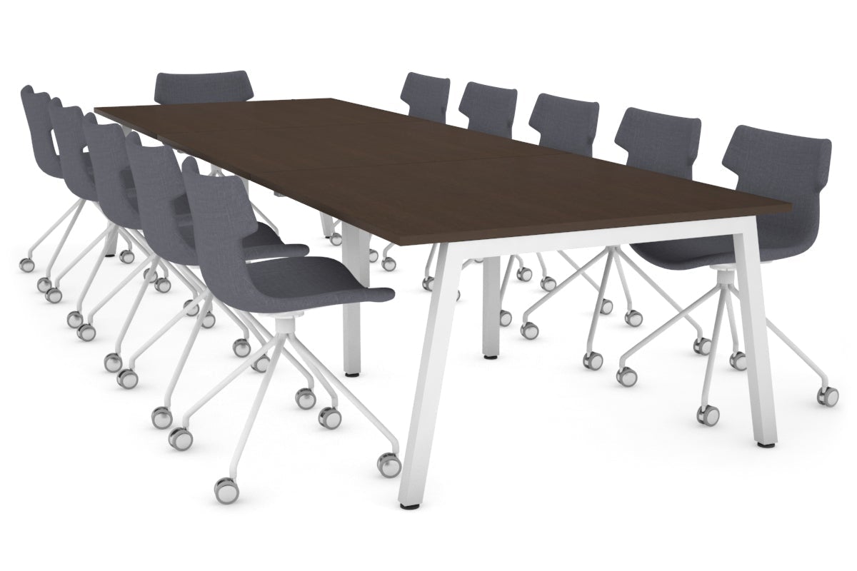 Quadro Modern Boardroom Table [3600L x 1200W] Jasonl white leg wenge 
