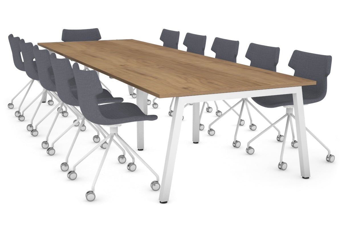 Quadro Modern Boardroom Table [3600L x 1200W] Jasonl white leg salvage oak 
