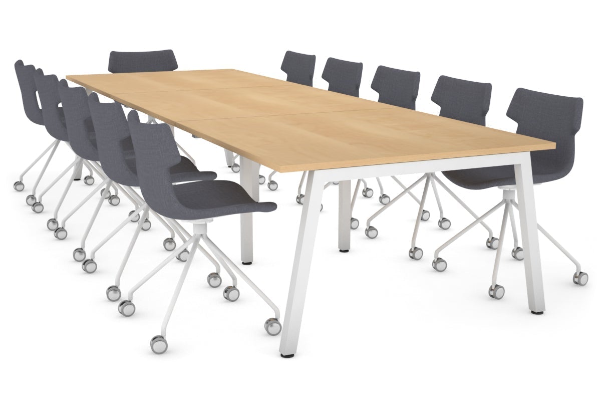 Quadro Modern Boardroom Table [3600L x 1200W] Jasonl white leg maple 