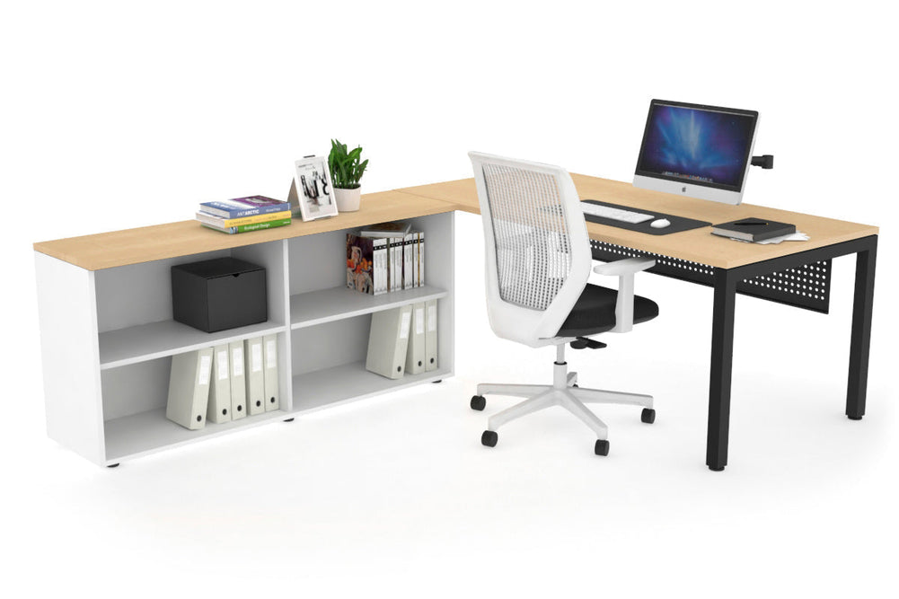 Quadro Square Executive Setting - Black Frame [1600L x 700W]-maple black modesty open bookcase