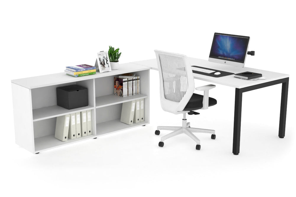 Quadro Square Executive Setting - Black Frame [1600L x 700W]-white none open bookcase