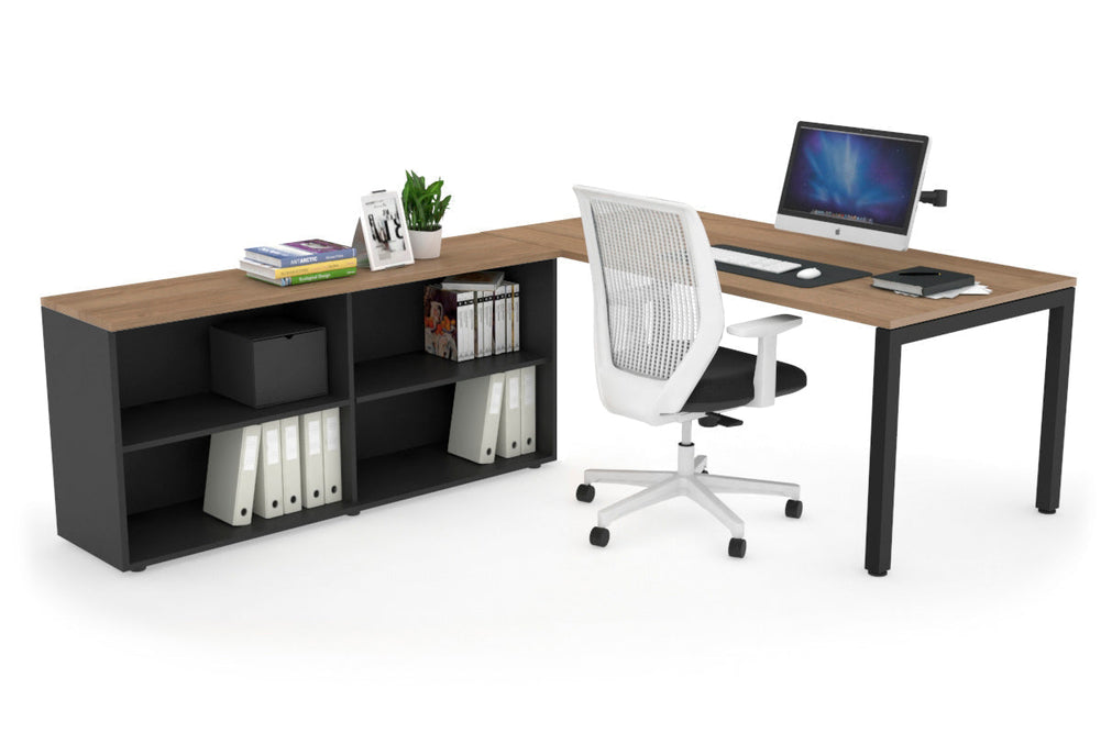 Quadro Square Executive Setting - Black Frame [1600L x 700W]-salvage oak none open bookcase