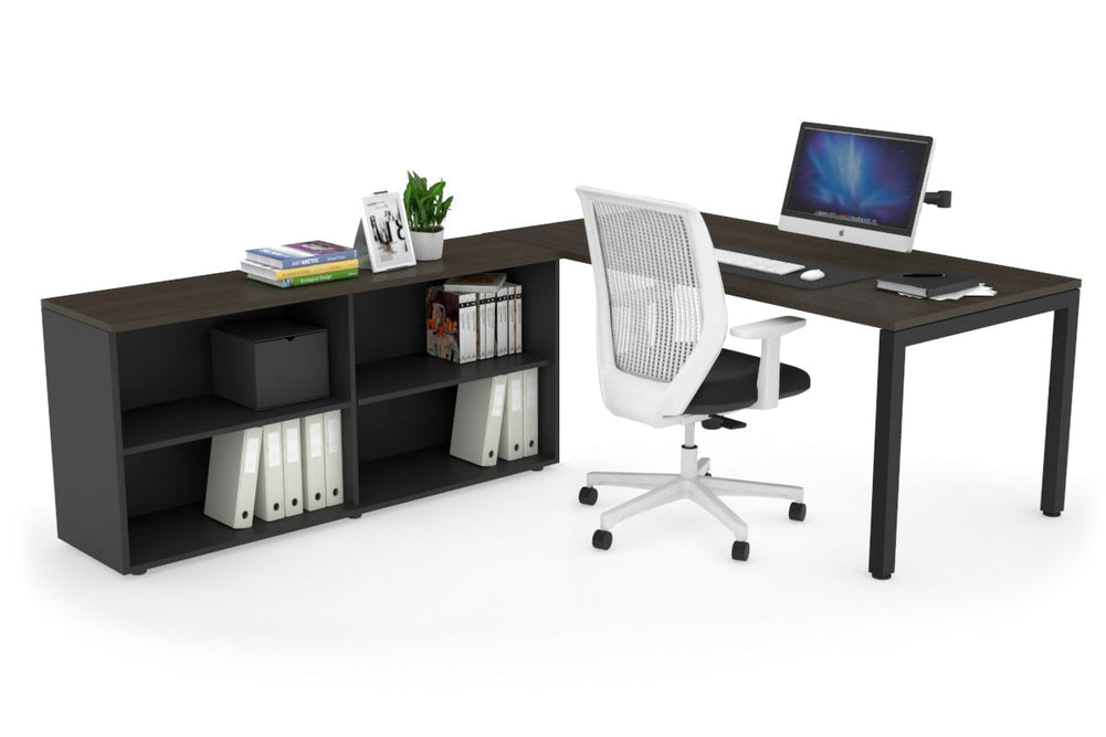 Quadro Square Executive Setting - Black Frame [1600L x 700W]-dark oak none open bookcase