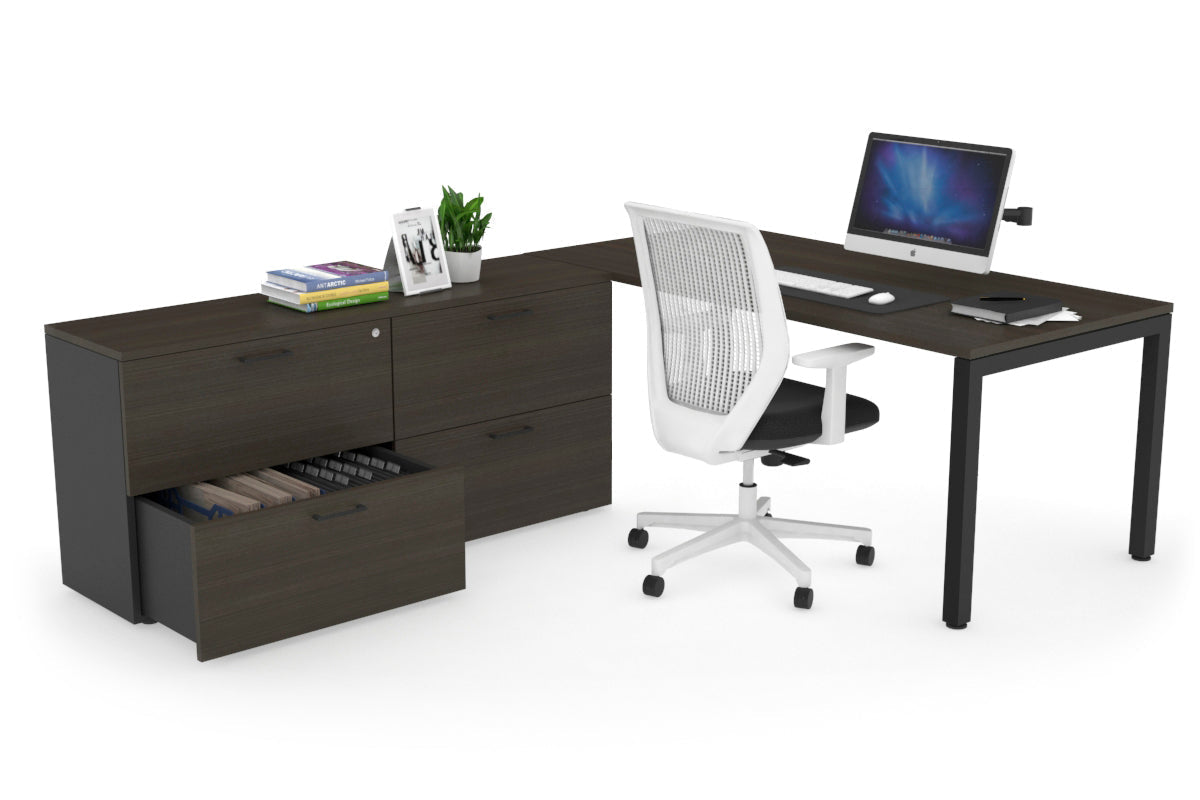 Quadro Square Executive Setting - Black Frame [1600L x 700W] Jasonl dark oak none 4 drawer lateral filing cabinet