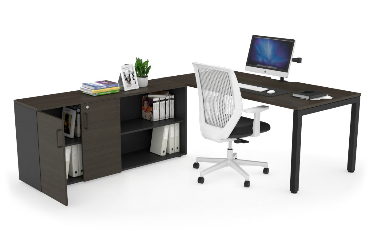 Quadro Square Executive Setting - Black Frame [1600L x 800W with Cable Scallop] Jasonl dark oak none 2 door open storage cabinet