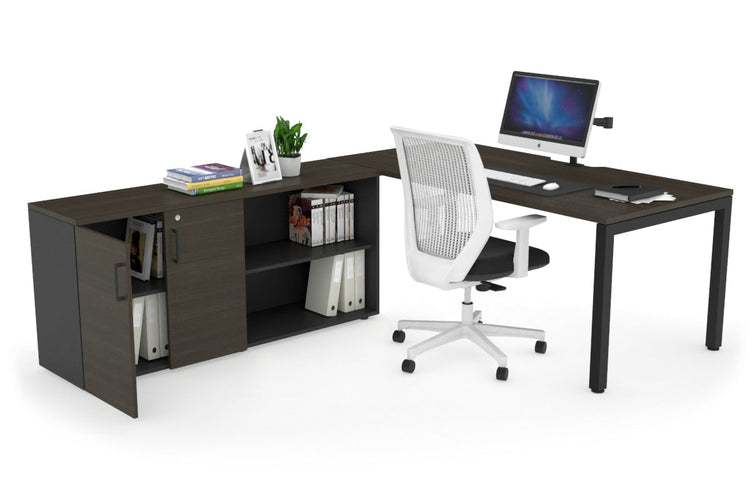 Quadro Square Executive Setting - Black Frame [1600L x 800W with Cable Scallop] Jasonl dark oak none 2 door open storage cabinet