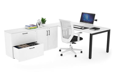 Quadro Square Executive Setting - Black Frame [1800L x 700W] Jasonl white none 2 drawer 2 door filing cabinet