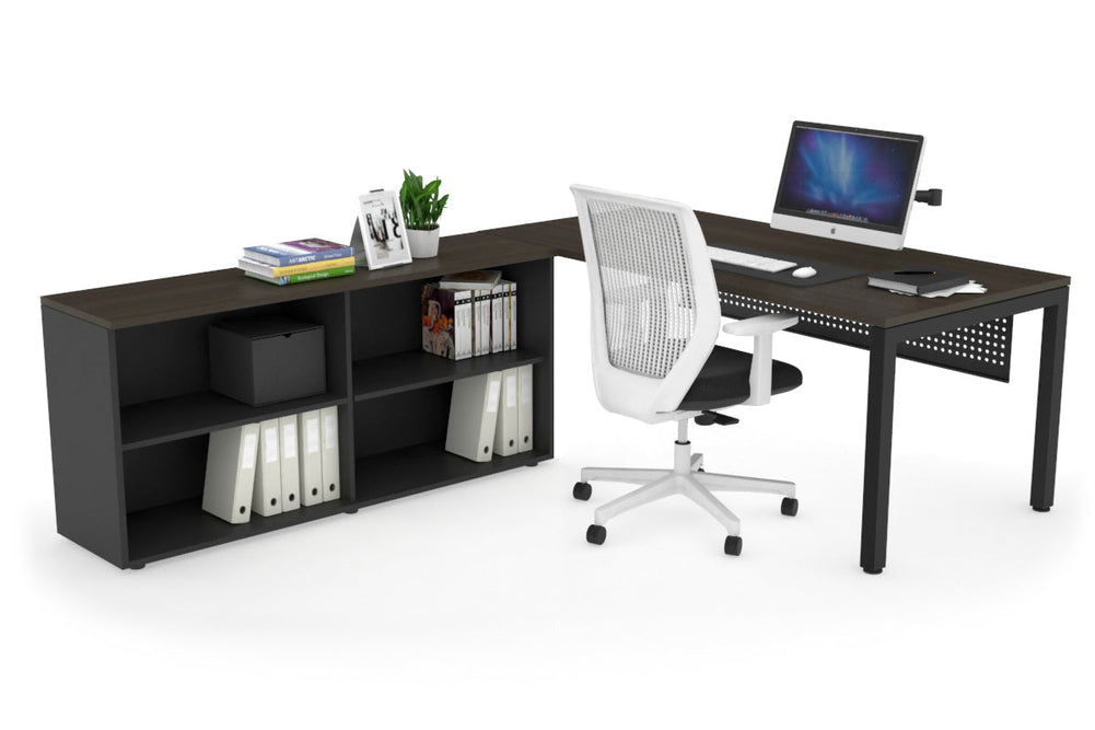 Quadro Square Executive Setting - Black Frame [1800L x 700W]-dark oak black modesty open bookcase