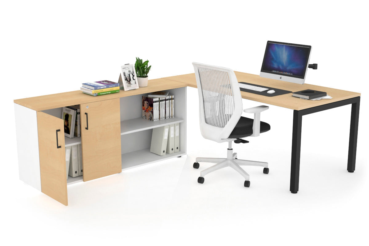 Quadro Square Executive Setting - Black Frame [1800L x 700W] Jasonl maple none 2 door open storage cabinet