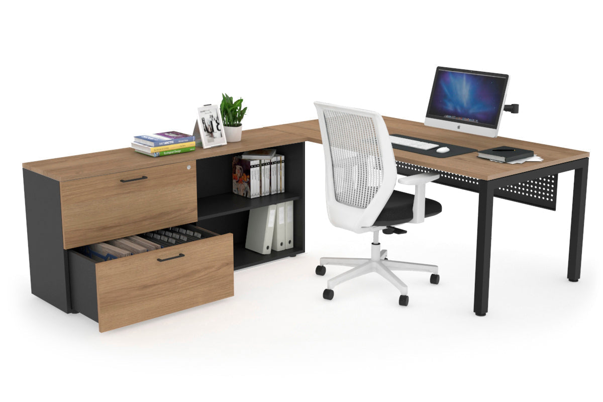 Quadro Square Executive Setting - Black Frame [1800L x 700W] Jasonl salvage oak black modesty 2 drawer open filing cabinet