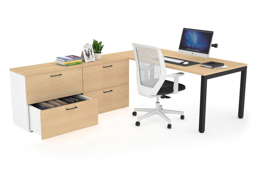 Quadro Square Executive Setting - Black Frame [1800L x 700W]-maple none 4 drawer lateral filing cabinet