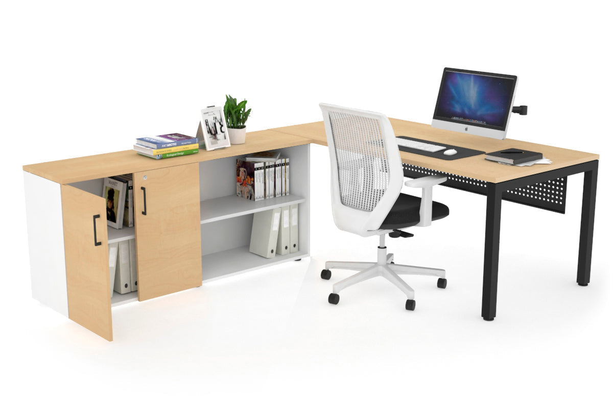 Quadro Square Executive Setting - Black Frame [1800L x 700W] Jasonl maple black modesty 2 door open storage cabinet