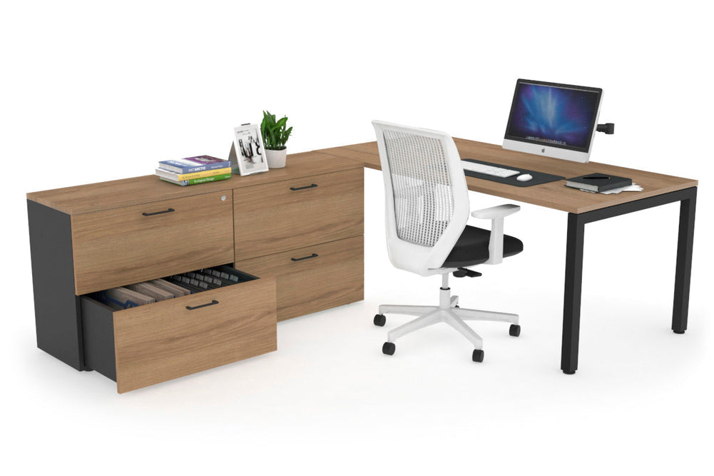 Quadro Square Executive Setting - Black Frame [1800L x 700W]-salvage oak none 4 drawer lateral filing cabinet