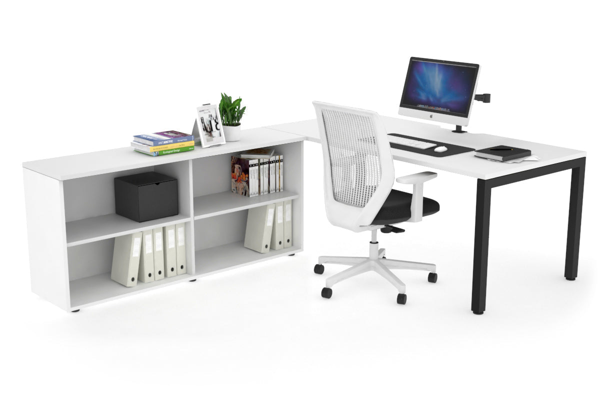 Quadro Square Executive Setting - Black Frame [1800L x 800W with Cable Scallop] Jasonl white none open bookcase
