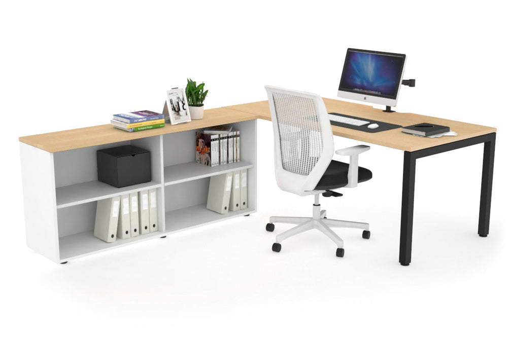 Quadro Square Executive Setting - Black Frame [1800L x 800W with Cable Scallop]-maple none open bookcase