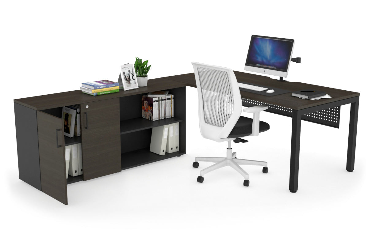 Quadro Square Executive Setting - Black Frame [1800L x 800W with Cable Scallop] Jasonl dark oak black modesty 2 door open storage cabinet