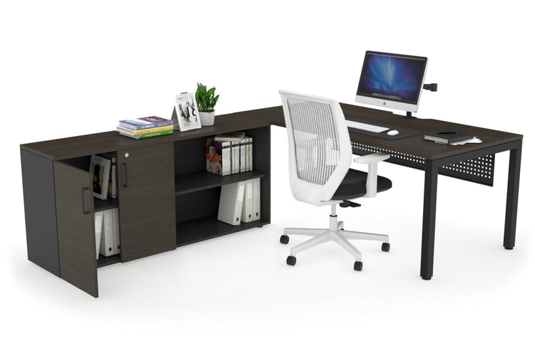 Quadro Square Executive Setting - Black Frame [1800L x 800W with Cable Scallop] Jasonl dark oak black modesty 2 door open storage cabinet