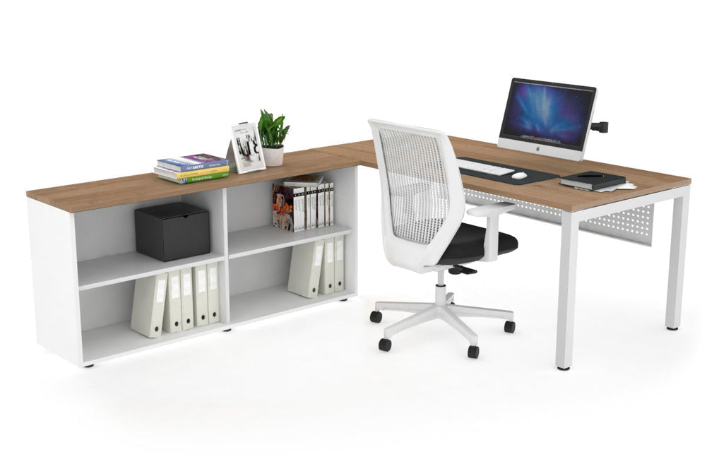 Quadro Square Executive Setting - White Frame [1600L x 700W]-salvage oak white modesty open bookcase