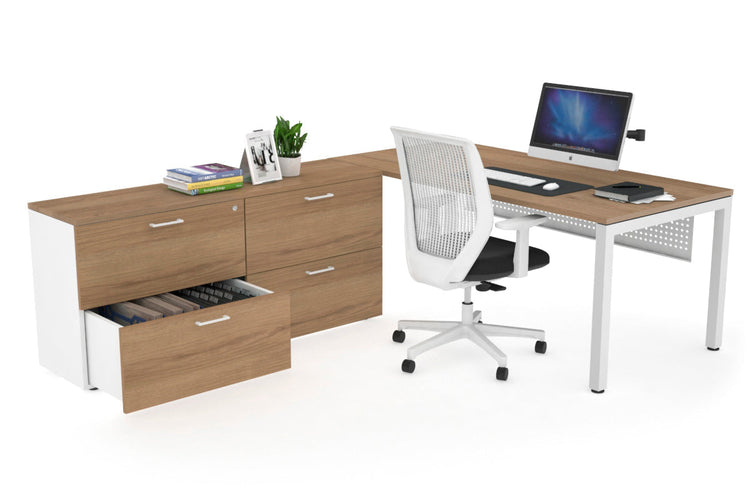 Quadro Square Executive Setting - White Frame [1600L x 700W] Jasonl salvage oak white modesty 4 drawer lateral filing cabinet