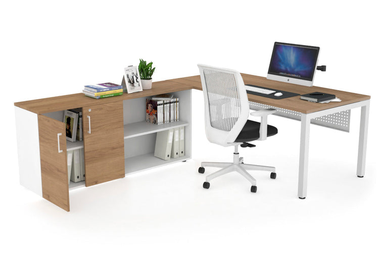 Quadro Square Executive Setting - White Frame [1800L x 700W] Jasonl salvage oak white modesty 2 door open storage cabinet