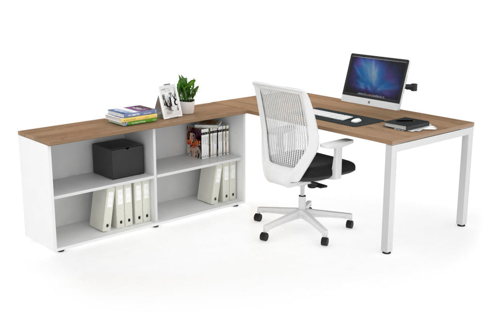 Quadro Square Executive Setting - White Frame [1800L x 700W]-salvage oak none open bookcase