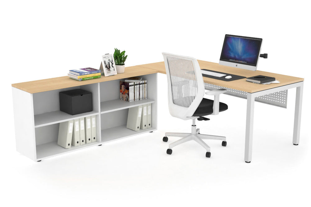 Quadro Square Executive Setting - White Frame [1800L x 700W]-maple white modesty open bookcase