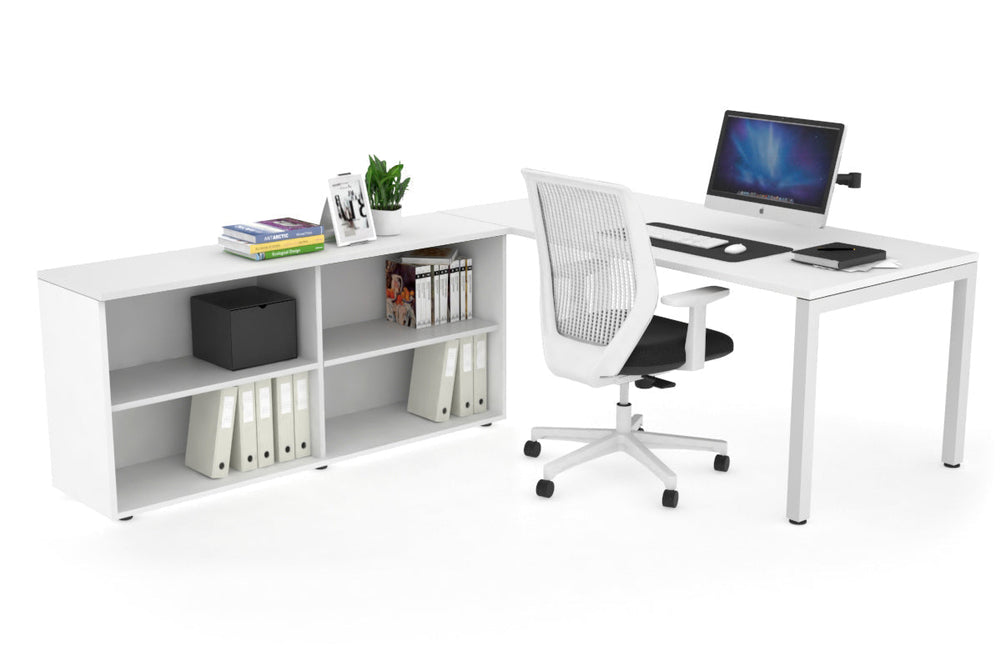 Quadro Square Executive Setting - White Frame [1800L x 700W]-white none open bookcase